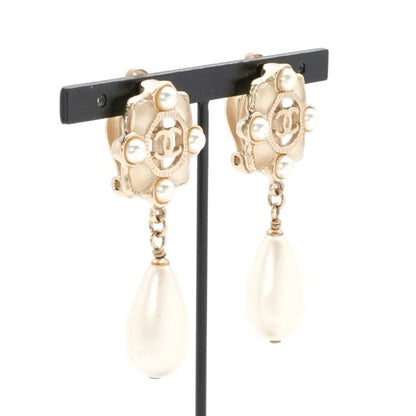 Chanel Earrings Earring Gold White Coco Mark Pearl