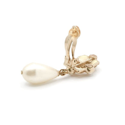 Chanel Earrings Earring Gold White Coco Mark Pearl