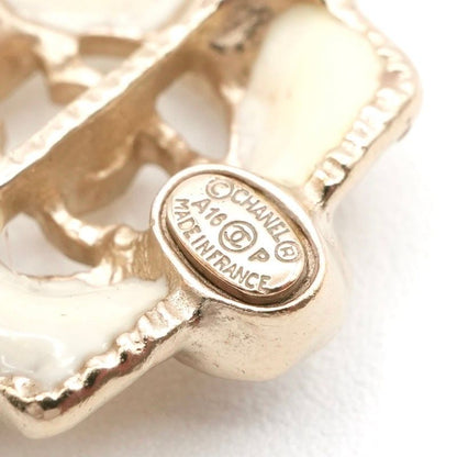 Chanel Earrings Earring Gold White Coco Mark Pearl