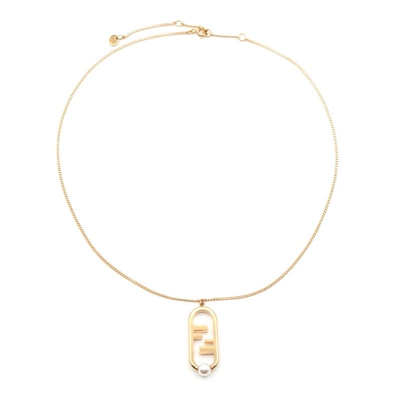 Fendi Orlock Necklace Gold Pearl