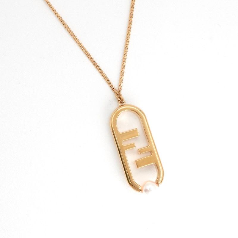 Fendi Orlock Necklace Gold Pearl