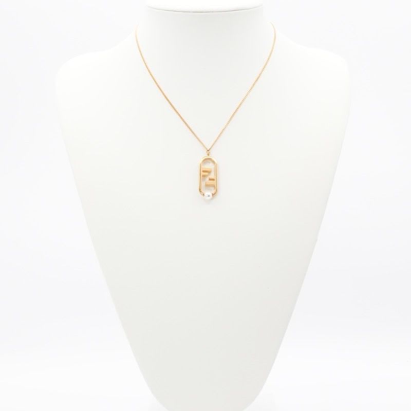 Fendi Orlock Necklace Gold Pearl
