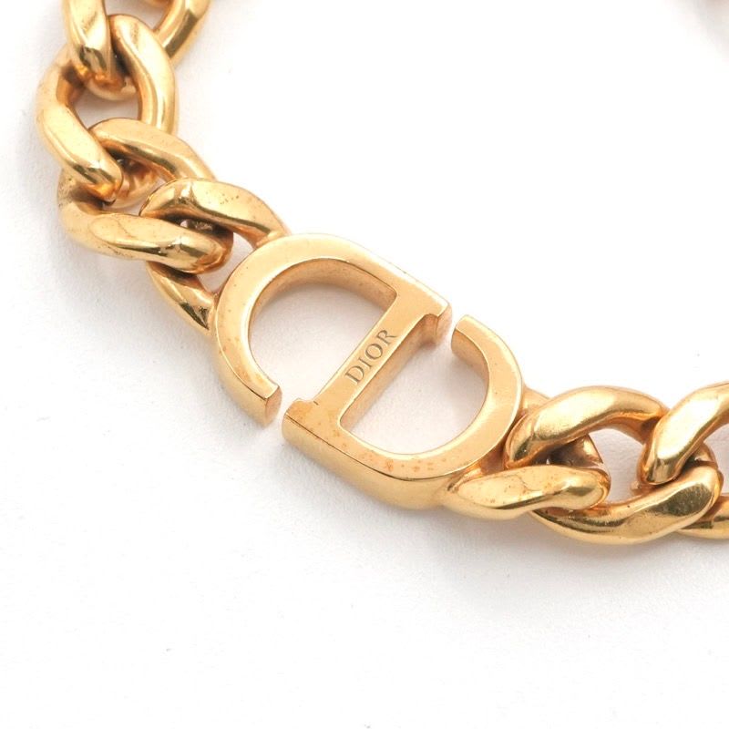 Christian Dior 30 Montaigne Bracelet Logo Chain Rhinestone