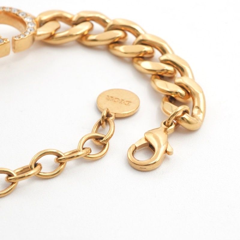 Christian Dior 30 Montaigne Bracelet Logo Chain Rhinestone