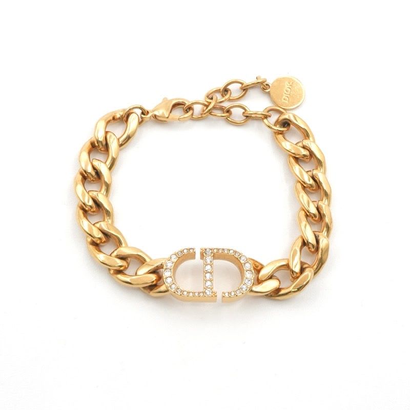 Christian Dior 30 Montaigne Bracelet Logo Chain Rhinestone