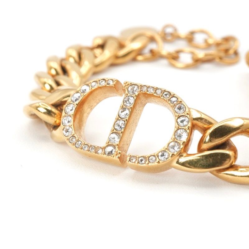 Christian Dior 30 Montaigne Bracelet Logo Chain Rhinestone