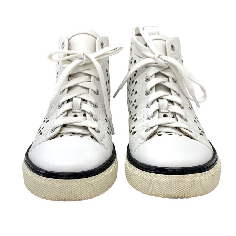 Hermes Jimmy Sneakers Shoes Leather White Punching Exlibris High Cut