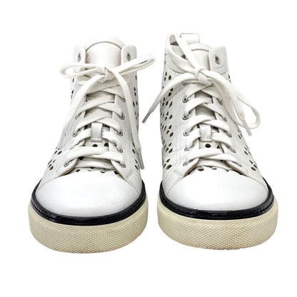 Hermes Jimmy Sneakers Shoes Leather White Punching Exlibris High Cut