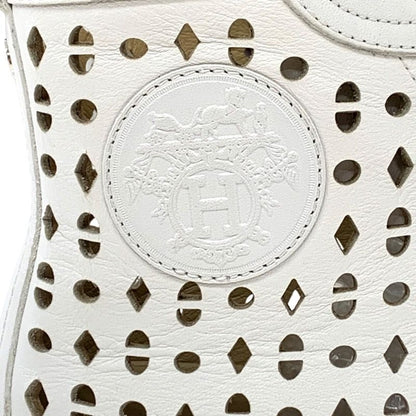 Hermes Jimmy Sneakers Shoes Leather White Punching Exlibris High Cut