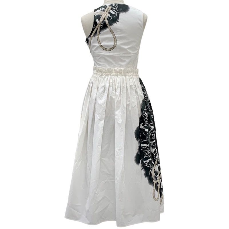 Hermes Dress Cotton White Silver Sleeveless Side Zip