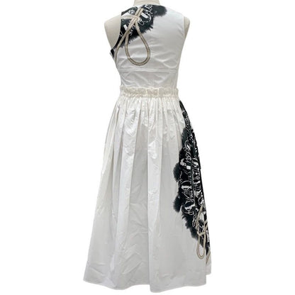 Hermes Dress Cotton White Silver Sleeveless Side Zip