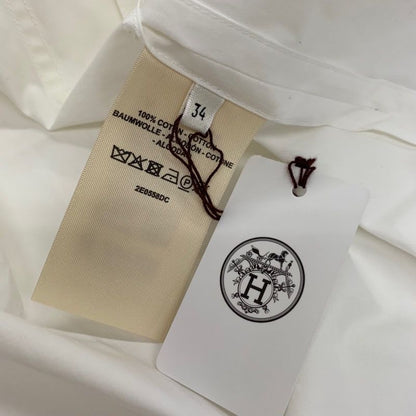 Hermes Dress Cotton White Silver Sleeveless Side Zip