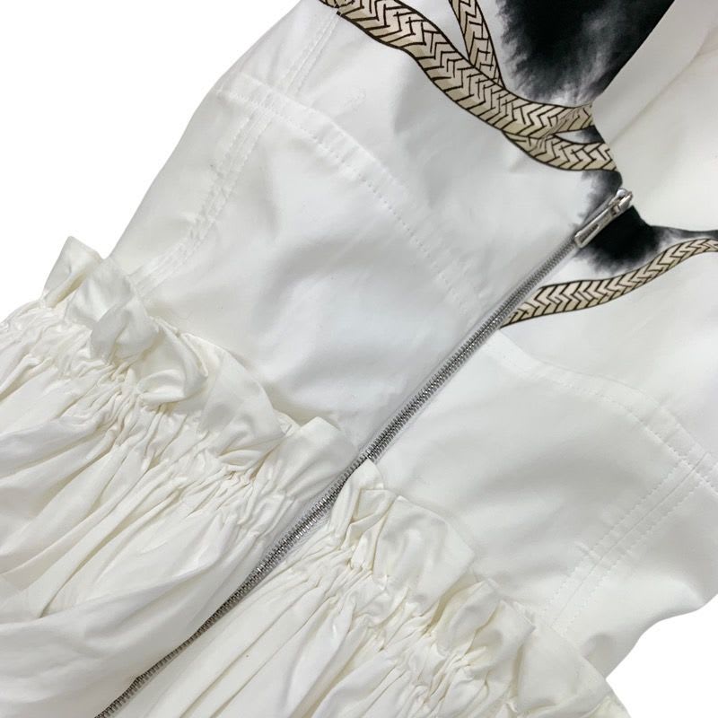 Hermes Dress Cotton White Silver Sleeveless Side Zip