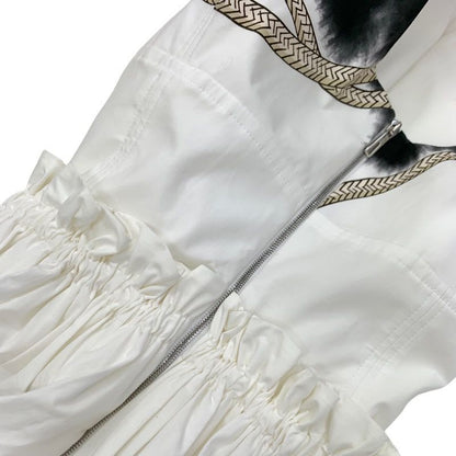 Hermes Dress Cotton White Silver Sleeveless Side Zip