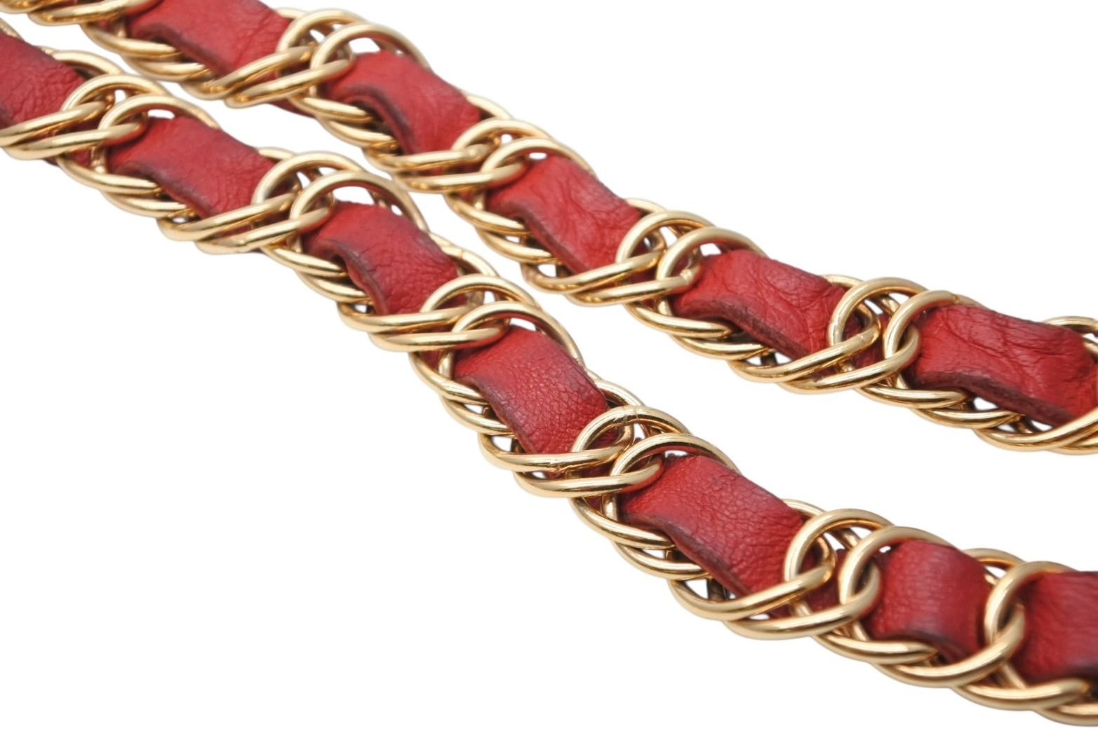 Chanel Vintage Chain Belt CC Logo No 5 Leather Metal Gold Plated — view 7