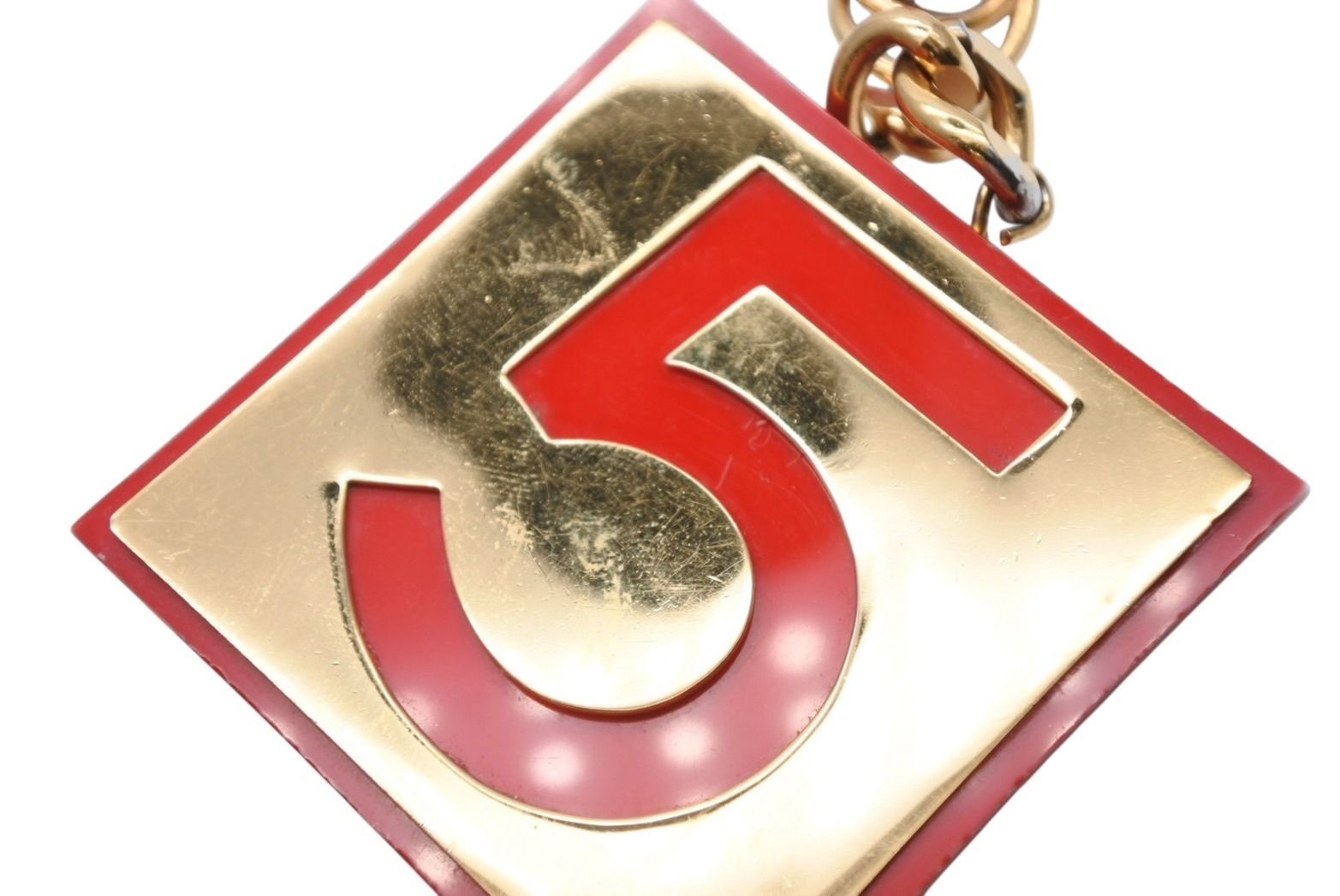 Chanel Vintage Chain Belt CC Logo No 5 Leather Metal Gold Plated — view 4