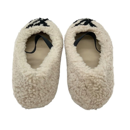 Louis Vuitton Poppy Line Flat Shoes Ballet Shoes LV Logo Mouton Beige