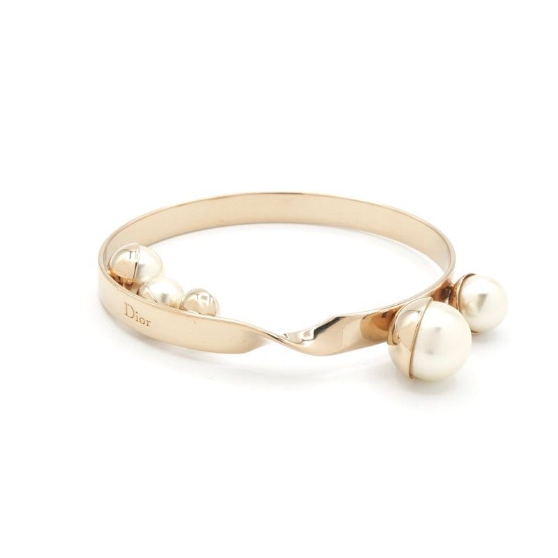 Christian Dior Bracelet Bangle Logo Pearl