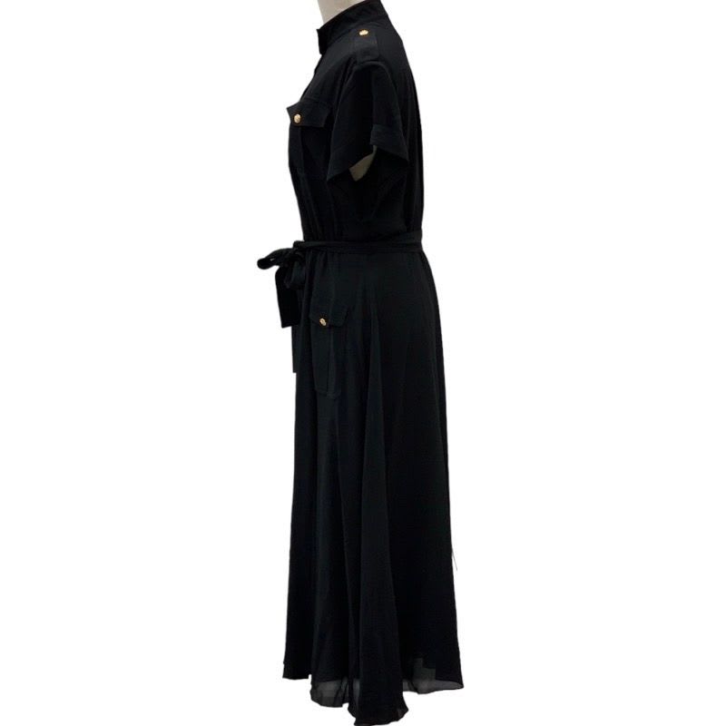 Celine Dress Safari Silk Black Gold Logo
