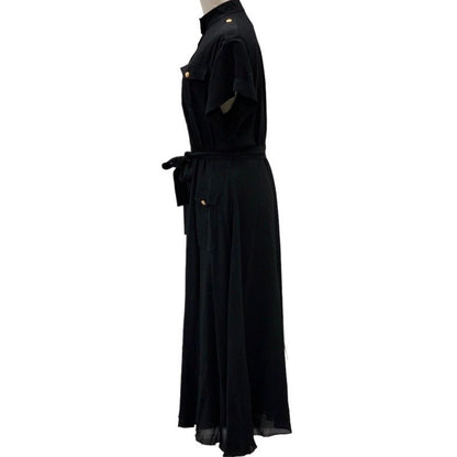 Celine Dress Safari Silk Black Gold Logo