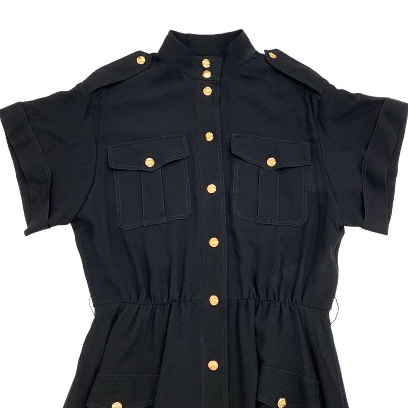 Celine Dress Safari Silk Black Gold Logo
