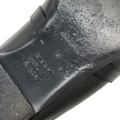 Hermes Oz Flat Shoes Slipper Sandals Mule Shoes Kelly Hardware Leather Black