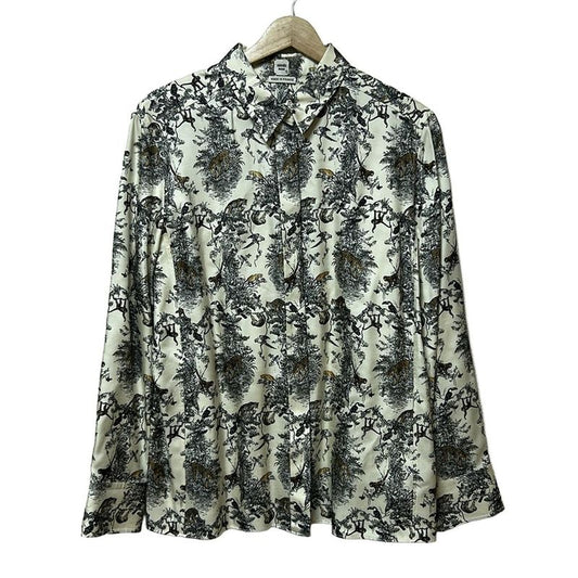Hermes Long Sleeve Shirt Blouse Size S Women's - Ivory X Black X Multi