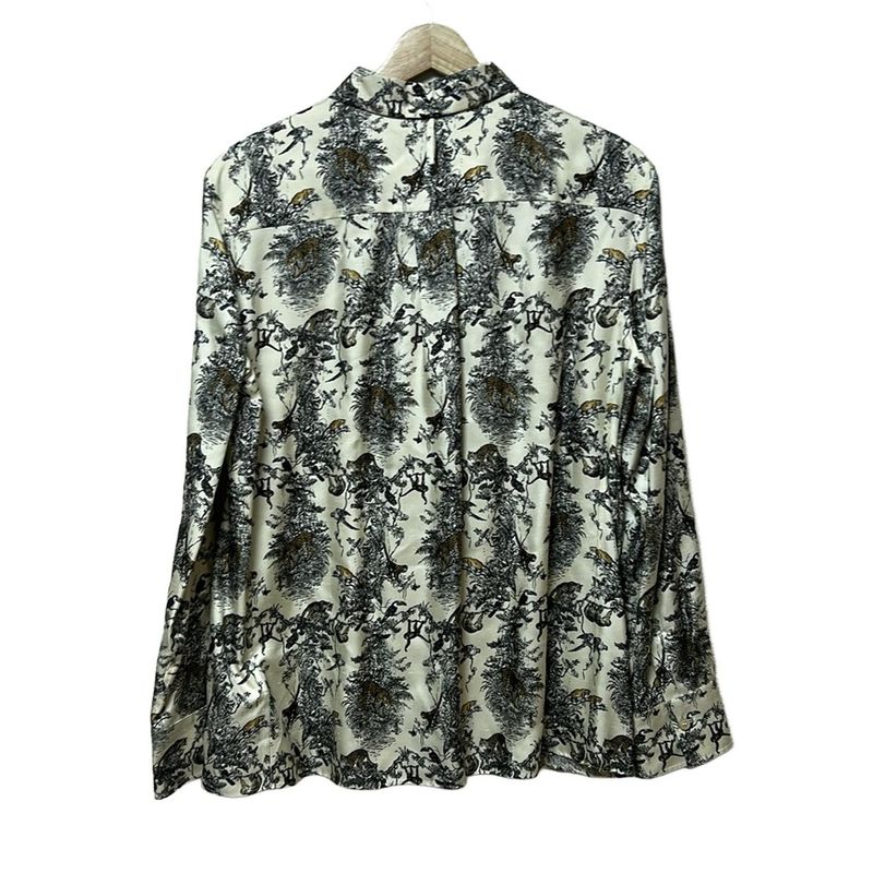 Hermes Long Sleeve Shirt Blouse Size S Women's - Ivory X Black X Multi