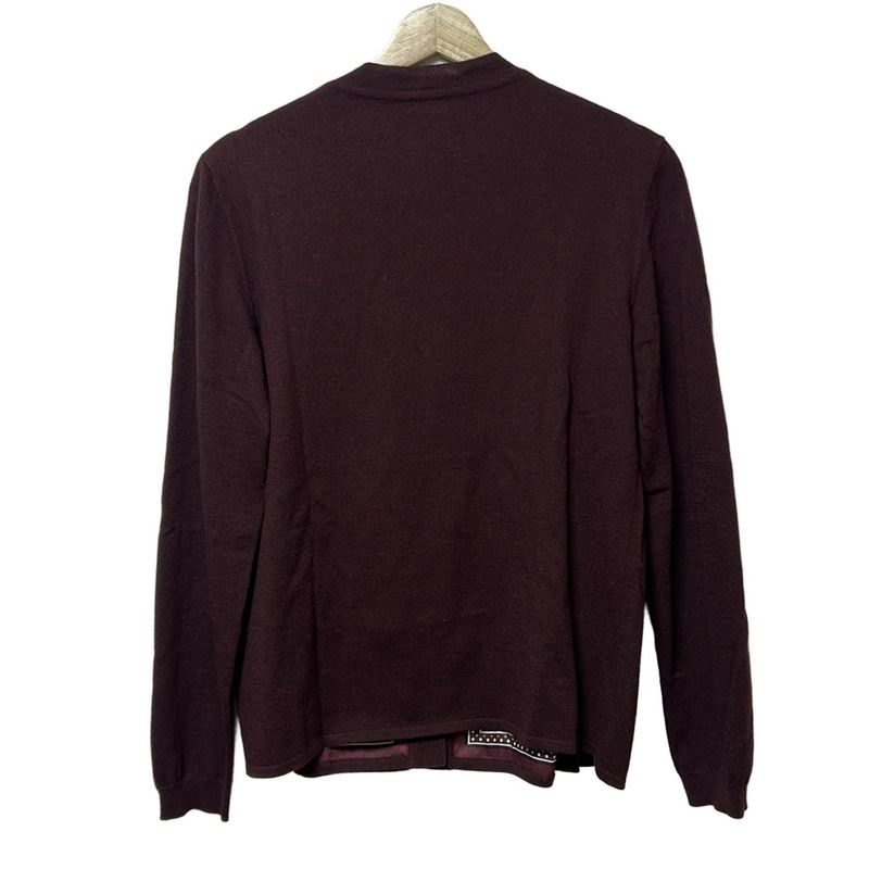 Hermes Cardigan Size 38 M Women's - 67-7761 Dark Brown X Bordeaux X Multi Long