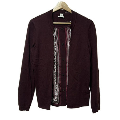 Hermes Cardigan Size 38 M Women's - 67-7761 Dark Brown X Bordeaux X Multi Long