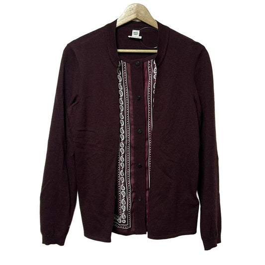 Hermes Cardigan Size 38 M Women's - 67-7761 Dark Brown X Bordeaux X Multi Long
