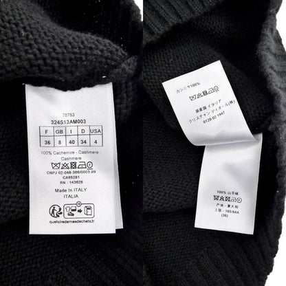 Dior Short Sleeve Knit Frill Size 36 Black White Cashmere Women's