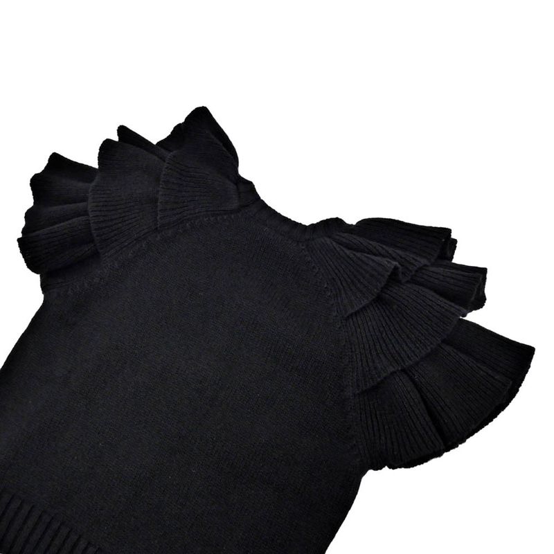 Dior Short Sleeve Knit Frill Size 36 Black White Cashmere Women's