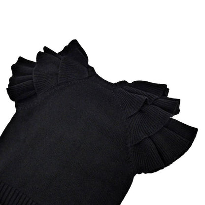 Dior Short Sleeve Knit Frill Size 36 Black White Cashmere Women's