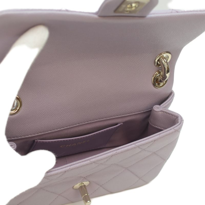 Chanel Lavender Cavia Ghardware Design Chain Mattress 20 Mini Flap Shoulder