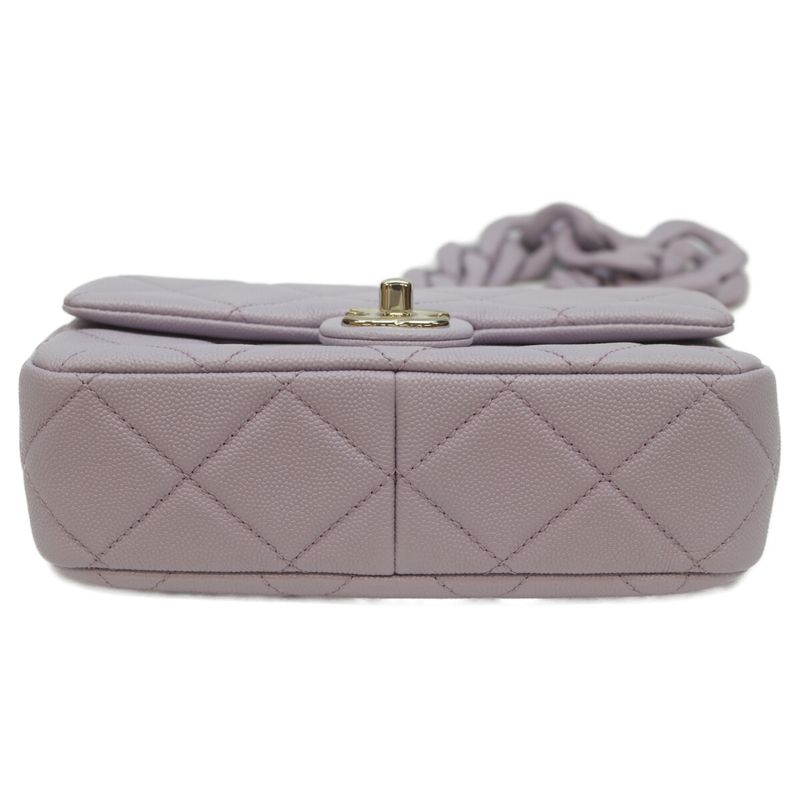 Chanel Lavender Cavia Ghardware Design Chain Mattress 20 Mini Flap Shoulder