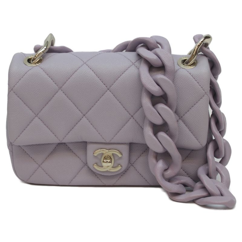 Chanel Lavender Cavia Ghardware Design Chain Mattress 20 Mini Flap Shoulder