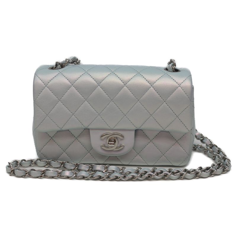 Chanel A69900 Metallic Silver Hardware Ram Miniature Race 20 Chain Shoulder