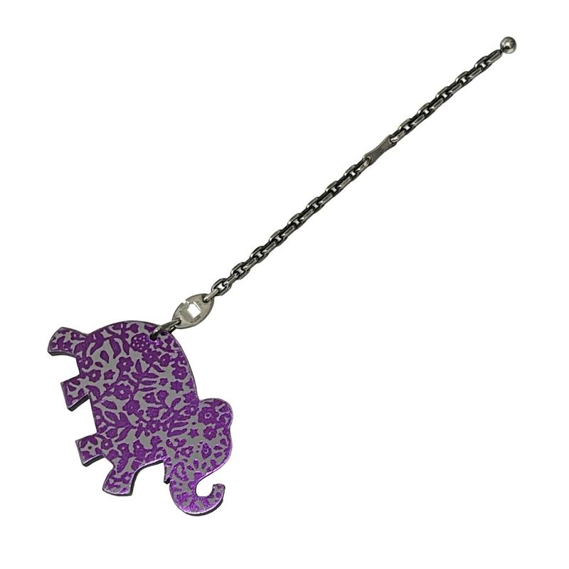 Hermes Key Holder (Charm) - Gray X Purple Leather