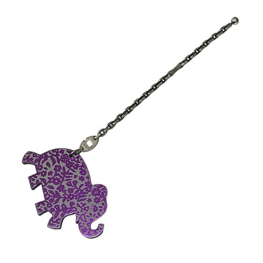 Hermes Key Holder (Charm) - Gray X Purple Leather