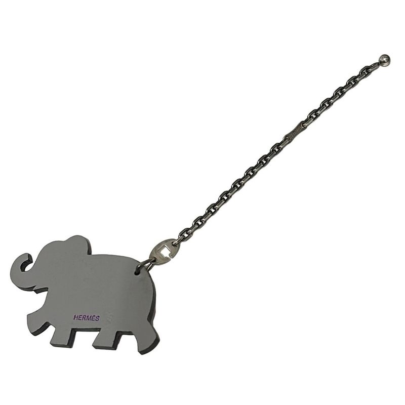 Hermes Key Holder (Charm) - Gray X Purple Leather