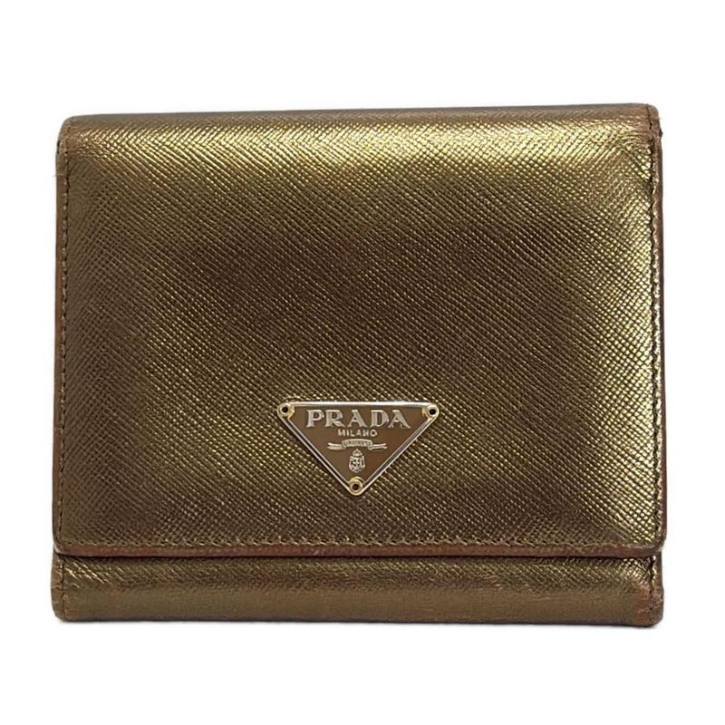 Prada Trifold Wallet - Gold Leather