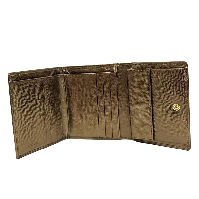 Prada Trifold Wallet - Gold Leather