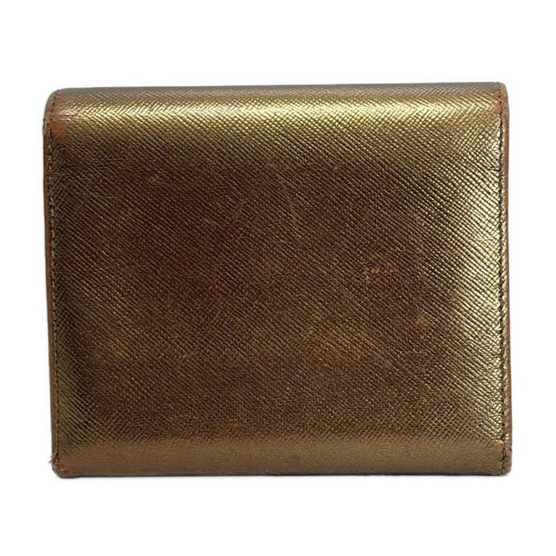 Prada Trifold Wallet - Gold Leather