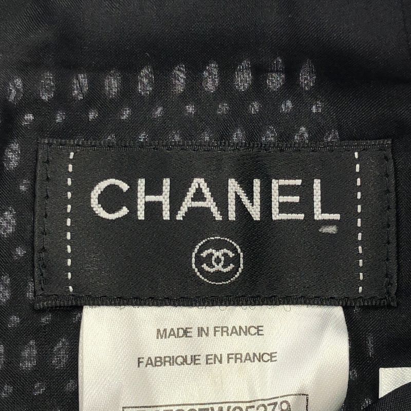 Chanel Waist Tweed Mesh Tight Skirt Black 34