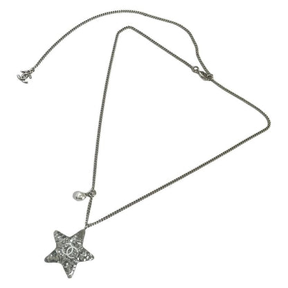 Chanel Necklace Here Mark Comet Silver X White X Clear Star Pearl