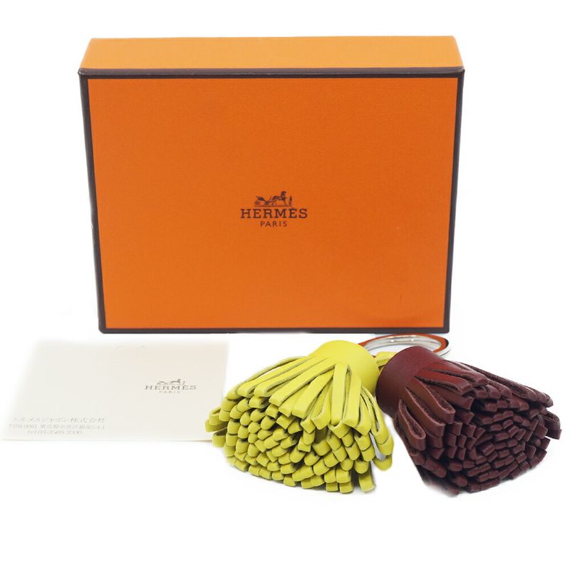 Hermes Ki-ring Bag Charm Carmen Udonos Brown Tea Yellow-silver-hardware