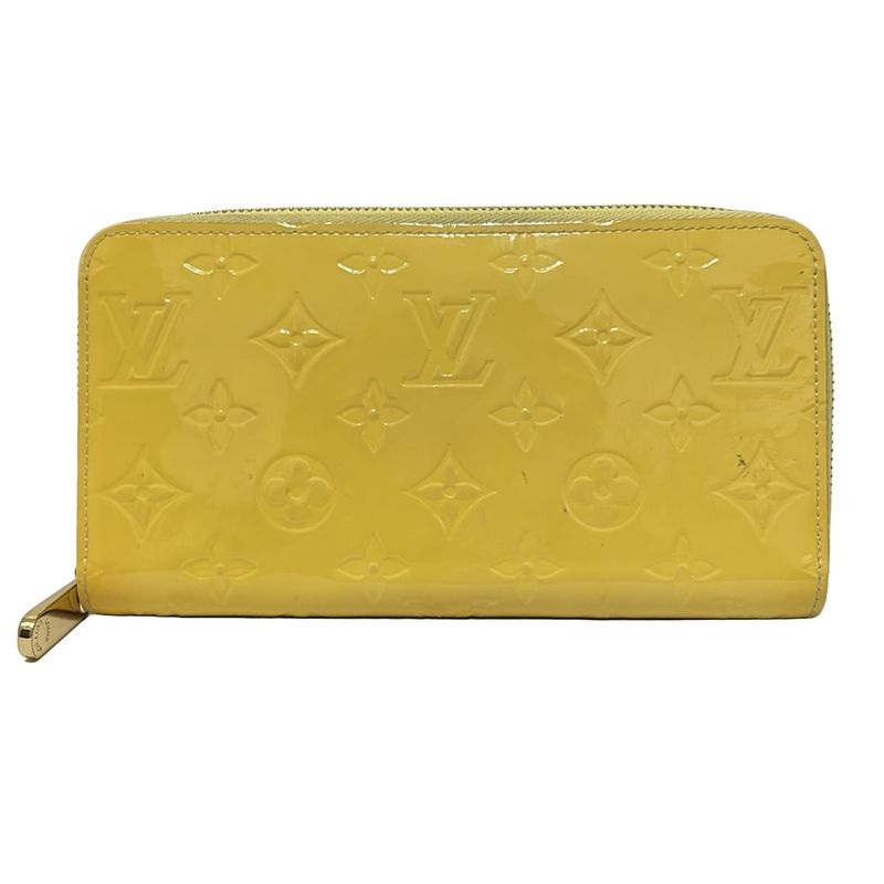 Louis Vuitton Long Wallet Monogram Vernis Zippy Wallet M90142 Citrine Leather