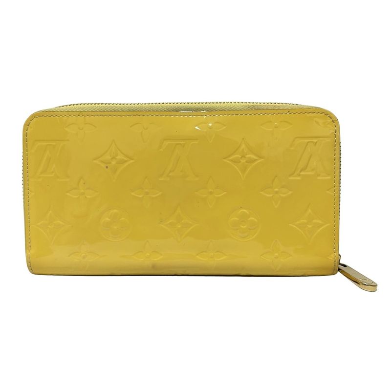 Louis Vuitton Long Wallet Monogram Vernis Zippy Wallet M90142 Citrine Leather