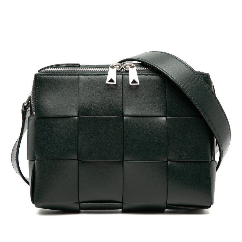 Bottega Veneta Maxi Intrecciato Cassette Crossbody Shoulder Bag Camera Bag Dark